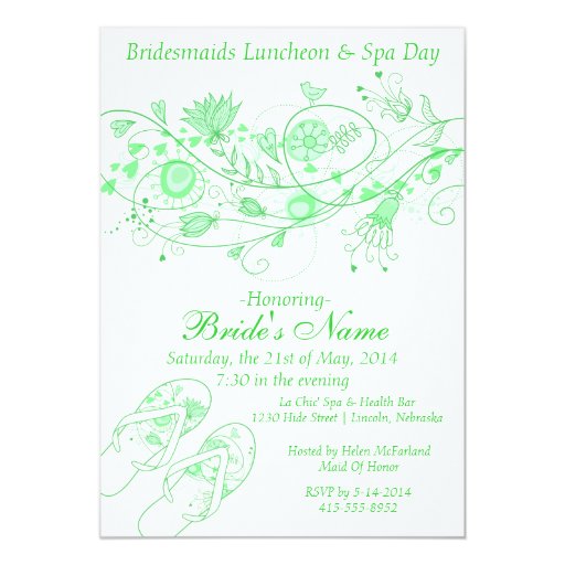 Whimsical Minty Green Bridesmaid Lunch & Spa 1 Personalized Announcement