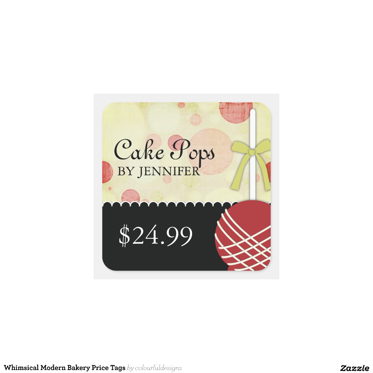 Whimsical Modern Bakery Price Tags Square Sticker Zazzle