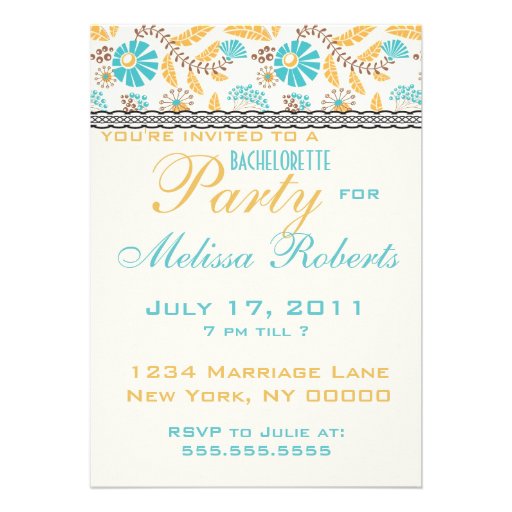 whimsical modern floral gold  bachelorette party custom announcement