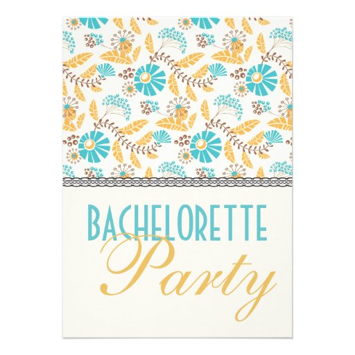 whimsical modern floral gold  bachelorette party custom announcement