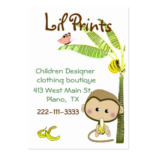 Whimsical Monkey Boutique Business Card Tag
