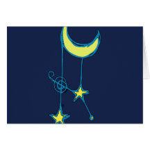Whimsical Moon and Stars Greeting Card