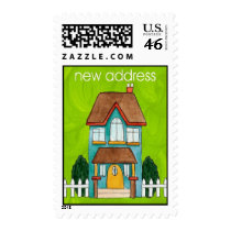 Whimsical New Address Housewarming Stamp by Musicat Whimsical New Address Housewarming Stamp