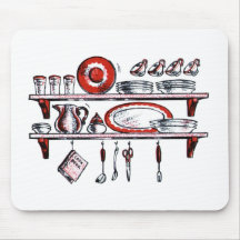 Whimsical Old Fashioned Kitchen Art Mouse Pads