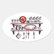 Whimsical Old Fashioned Kitchen Art Sticker