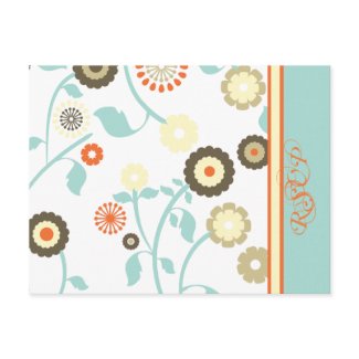 Whimsical Orange and Blue Floral RSVP postcard