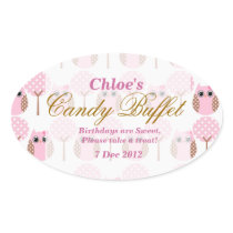 Whimsical Owl Birthday Candy Buffet Sticker