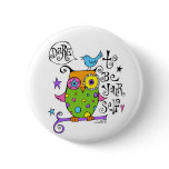 Whimsical Owl Illustration Buttons