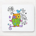 Whimsical Owl Illustration mousepads