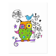 Whimsical Owl Illustration Post Cards