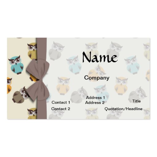 whimsical owl pattern business cards