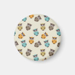whimsical owl pattern refrigerator magnets