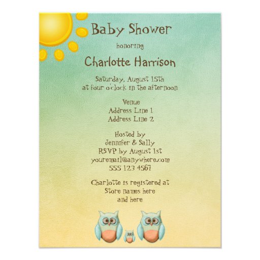 Whimsical Owls Baby Shower Personalized Announcement