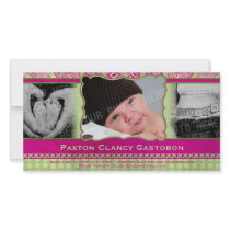 Whimsical Paisley urban & Hip Baby Announcement Personalized Photo Card