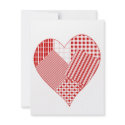 Whimsical patchwork heart invitations