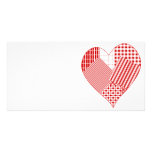 Whimsical patchwork heart picture card