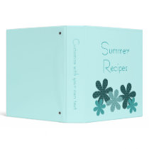 Whimsical Patterned Flowers Binder, Turquoise