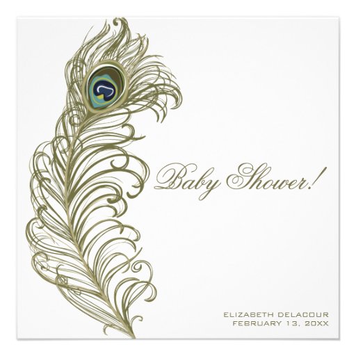 Whimsical Peacock Feather Baby Shower Invitation