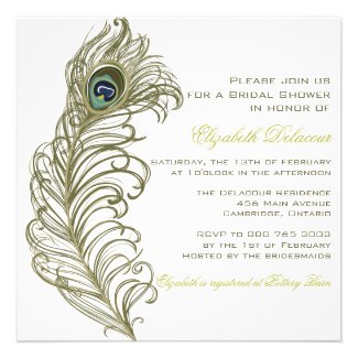 Whimsical Peacock Feather Bridal Shower Invitation