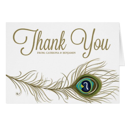 Whimsical Peacock Feather Thank You Card Zazzle