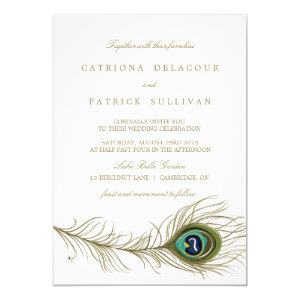 Whimsical Peacock Feather Wedding Invitation 5