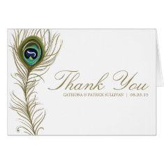 Whimsical Peacock Feather Wedding Thank You Card