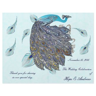 Whimsical Peacock Feathers Wedding Program flyer