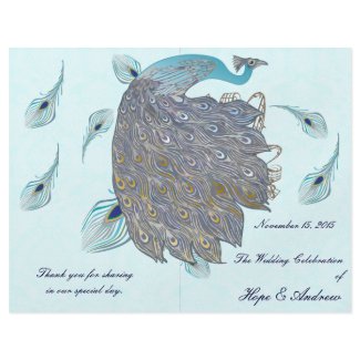 Whimsical Peacock Feathers Wedding Program flyer