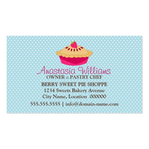 Whimsical Pie Bakery Business Cards (back side)