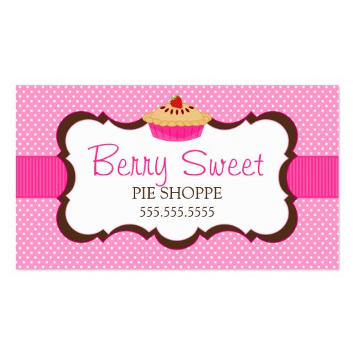 Whimsical Pie Bakery Pink Business Cards (front side)