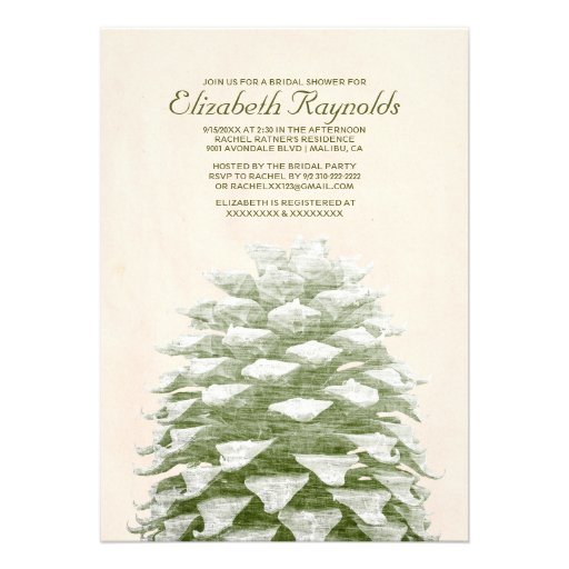 Whimsical Pine Cones Bridal Shower Invitations