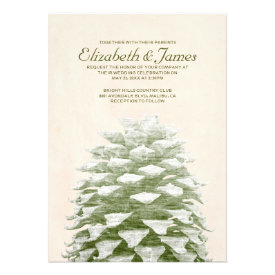 Whimsical Pine Cones Wedding Invitations Announcements
