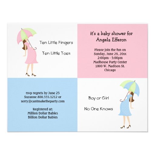 Whimsical Pink And Blue Baby Shower Invitation
