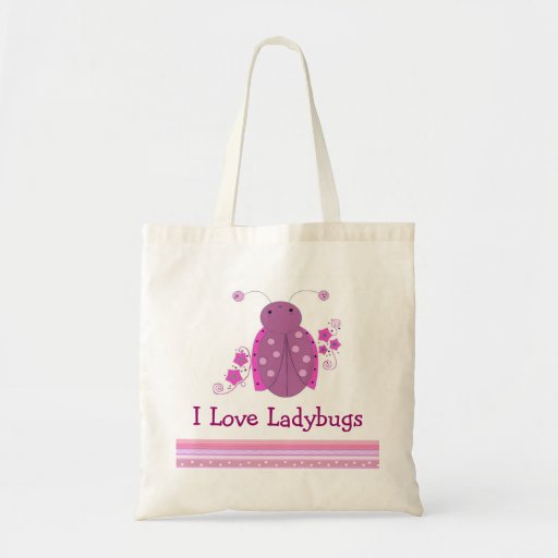 Whimsical Pink and Purple Ladybug Tote Bags Whimsical Pink and Purple Ladybug Tote Bags
