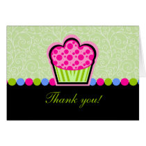 Whimsical Pink Cupcake Thank You Greeting Card cards