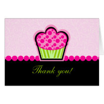 Whimsical Pink Cupcake Thank You Greeting Card cards