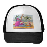 Whimsical Pink Flamingo Pours Party Drinks Beach Trucker Hat