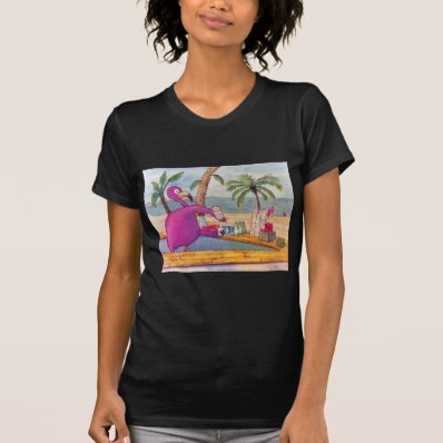 Whimsical Pink Flamingo Pours Party Drinks Beach Shirts