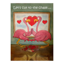 Whimsical Pink Flamingos Heart Love Kerra Lindsey posters by icansketchu Whimsical Pink Flamingos Heart Love Kerra Lindsey posters