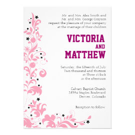 Whimsical Pink Floral Tree Wedding Invitations