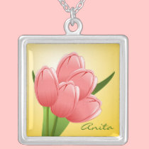 Whimsical Pink Tulip Necklace necklaces
