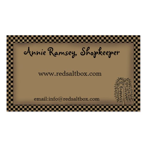 Whimsical Primitive Red Saltbox Business Card Business Card Template (back side)