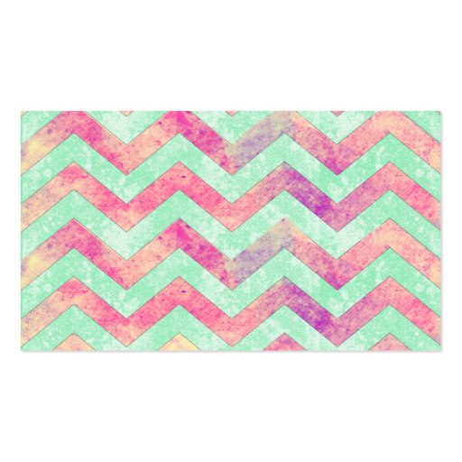 Whimsical Purple Abstract Mint Green Pink Chevron Business Card (front side)