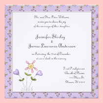 Whimsical Purple Floral Wedding Invitation invitations