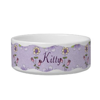 Whimsical Purple Flowers Pet Bowl