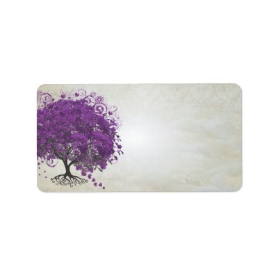 Whimsical Purple Heart Leafed Tree Personalized Address Label