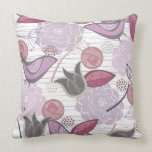Whimsical Purple Sweet Birds Floral Garden Cushion pillows