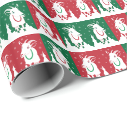 Whimsical Red and Green Goat Holiday Wrap Gift Wrap