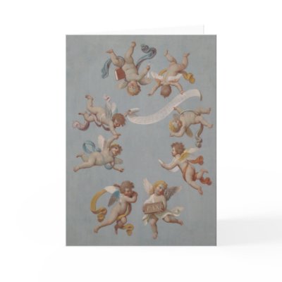 Whimsical Renaissance Cherub Angels Greeting Card by gothicarts