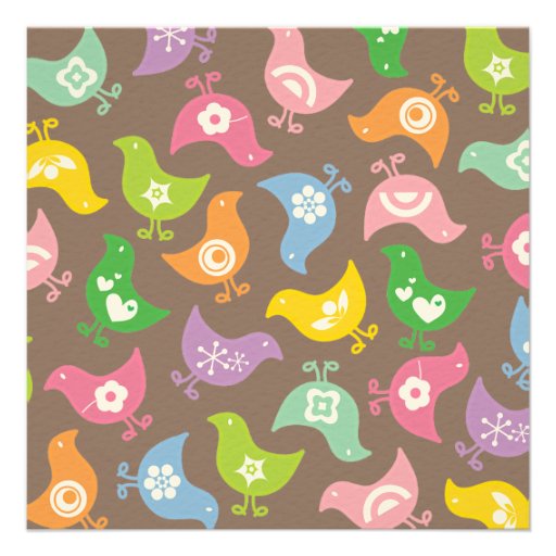 Whimsical Retro Rainbow Chicks Baby Shower Invite
